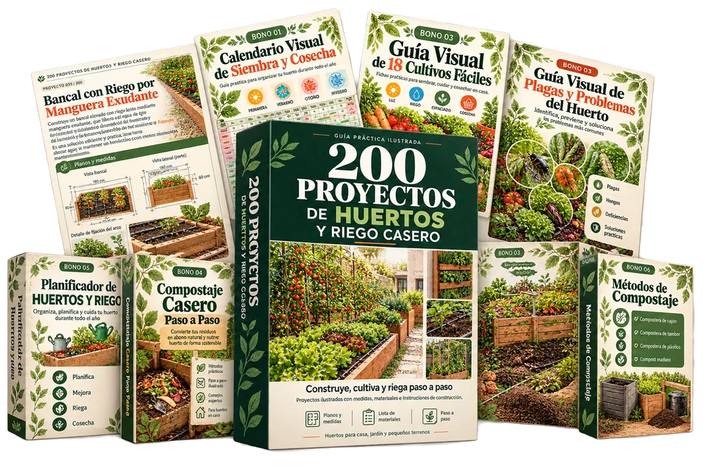200 Proyectos de Huertos y Riego Casero y sus bonos